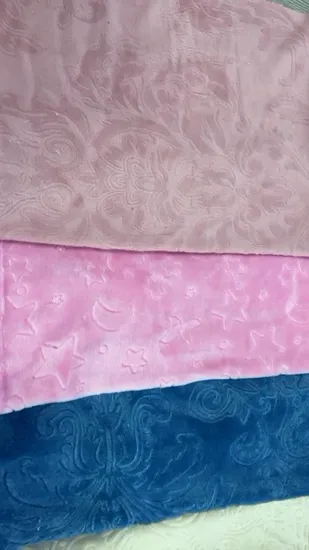 100% Polyester Single Side Flannel with Check 3D Embossed Fabric