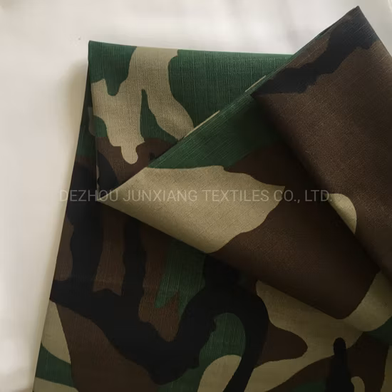 Printed Camo Tc65/35 16X16 100X53 Ripstop Fabric for Garment