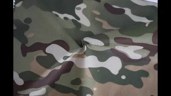 100% Nylon 70d Ripstop Camo Printing Waterproof PU Clear Coating Fabric for Downproof Jackets 