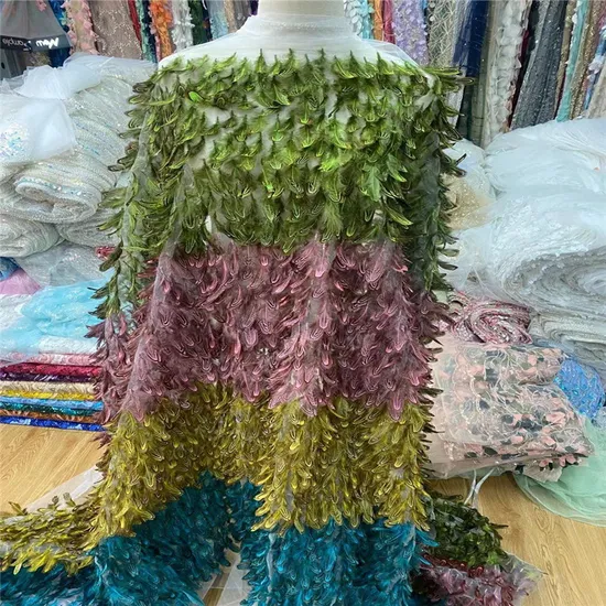 2024 New Dress Fabric Handmade Feather Fabric 