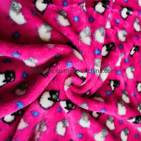 Flannel Fleece Fabric with Carton Print 