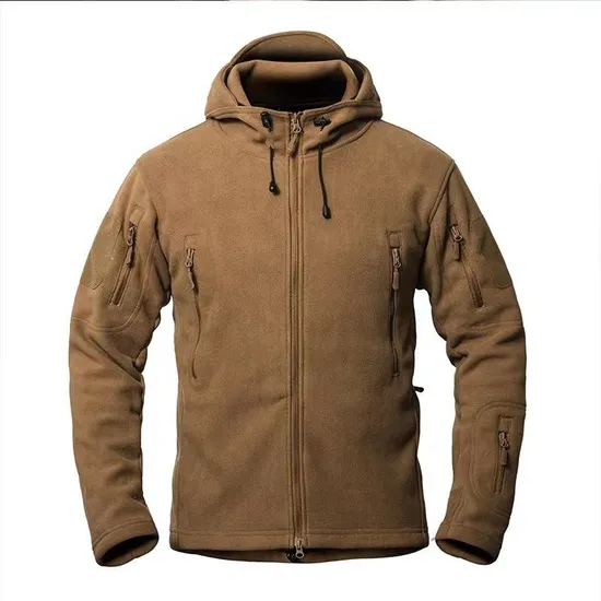 Men′s Camouflage Zipper Soft Tactical Waterproof Windbreaker Plus Size Men Hooded Coat Bomber Fleece Jumper 