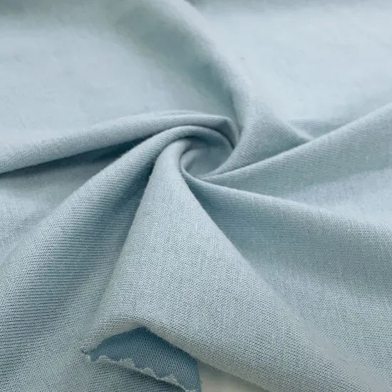 60% Cotton/40% Polyester CVC Fabric 150GSM Plain Dyed CVC Spandex Single Jersey Knitted Fabric for Hoodie 