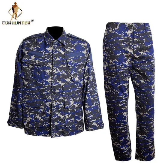 Digital Navy Camouflage Shark Skin Combat Jacket Fabric 280 GSM with 100% Polyester and Hood 
