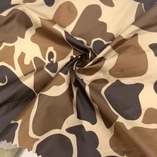 Waterproof Fabric Outdoor Fabric Workwear Sportswear Raincoat Ripstop Camo Printed Cired Coating PU Coated Fabrics 100 Polyester Taffeta Fabric 