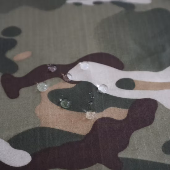 100% Nylon 70d Ripstop Camo Printing Waterproof PU Clear Coating Fabric for Downproof Jackets